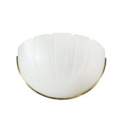  Glash tte Limburg Mid Century Scalloped Molded Frosted Glass Sconces signed Glash tte Limburg - 4347645