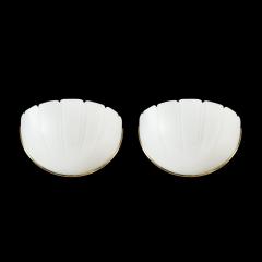  Glash tte Limburg Mid Century Scalloped Molded Frosted Glass Sconces signed Glash tte Limburg - 4347654