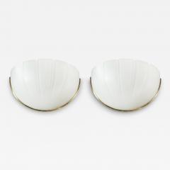  Glash tte Limburg Mid Century Scalloped Molded Frosted Glass Sconces signed Glash tte Limburg - 4351397