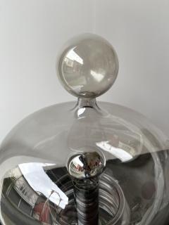  Glash tte Limburg Pair of Gray Smoke Glass and Metal Lamps by Glash tte Limburg Germany 1970s - 2802430
