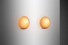  Glash tte Limburg Pair of Opal Glass Seashell Wall Lamps by Glash tte Limburg Germany 1970s - 3385727