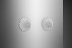  Glash tte Limburg Pair of Opal Glass Seashell Wall Lamps by Glash tte Limburg Germany 1970s - 3385728