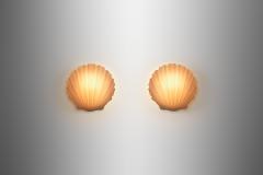  Glash tte Limburg Pair of Opal Glass Seashell Wall Lamps by Glash tte Limburg Germany 1970s - 3385729