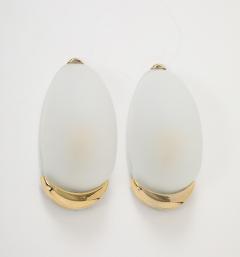  Glash tte Limburg Pair of Oval Brass and Glass Sconces by Limburg 5 Pairs available  - 4288034
