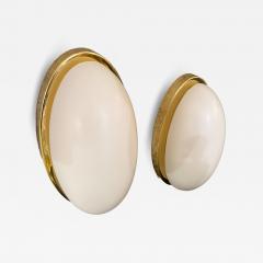  Glash tte Limburg Pair of Oval Shaped Brass and Glass Sconces  - 4229884