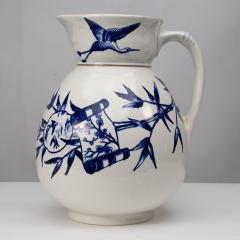  Globe Pottery Globe Pottery Tunis Design A Large Aesthetic Movement Blue White Jug - 4188062