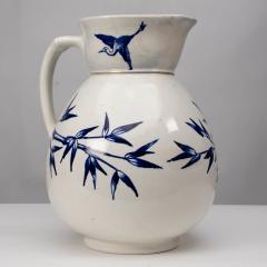  Globe Pottery Globe Pottery Tunis Design A Large Aesthetic Movement Blue White Jug - 4188063