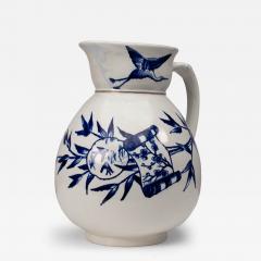  Globe Pottery Globe Pottery Tunis Design A Large Aesthetic Movement Blue White Jug - 4221825