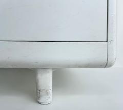  Globe Wernicke Globe Wernicke Style Mid Century Modern White Steel Tanker Desk w Formica Top - 4397269