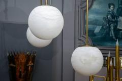  Glustin Luminaires Alabaster and Brass Globes Pendant - 736066