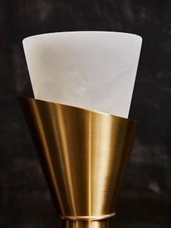  Glustin Luminaires Brass Chandelier with alabaster Cones by Glustin Luminaires - 4730707
