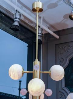 Glustin Luminaires Brass Suspension with Alabaster Globes and Quartz by Glustin Luminaires Creation - 714960