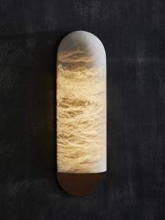  Glustin Luminaires Brass and Alabaster Curved and Elongated Wall Sconces by Glustin Luminaires - 1876358