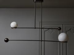  Glustin Luminaires Brass and Alabaster Double Pendulum Chandelier by Glustin Luminaires - 3306619