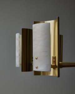  Glustin Luminaires Brass and Alabaster Shield Chandelier by Glustin Luminaires - 2967367