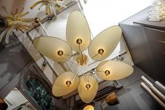 Glustin Luminaires Brass and Parchment Paper Chandelier by Diego Mardegan for Glustin Luminaires - 4721912