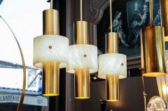  Glustin Luminaires Glustin Luminaires Brass and Alabaster Rings Pendant - 4721781
