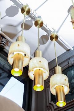  Glustin Luminaires Glustin Luminaires Brass and Alabaster Rings Pendant - 4721784