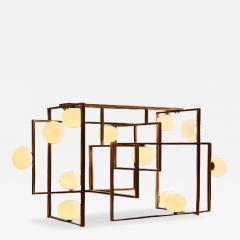  Glustin Luminaires Glustin Luminaires Creation Rectangular Chandelier in Brass and Glass Globes - 4748570