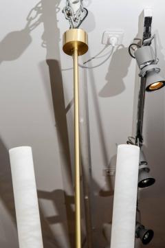  Glustin Luminaires Glustin Luminaires Creation Satin Brass and Tilted Alabaster Rods Chandelier - 720596