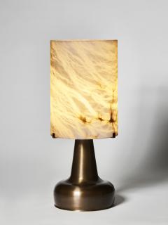  Glustin Luminaires Glustin Luminaires Pear Shaped Brass Table Lamps and Alabaster Shades - 1779342