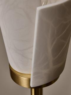  Glustin Luminaires Satinated Brass and Alabaster Spiral Shades Six Arms of Light Floor Lamp - 3613034