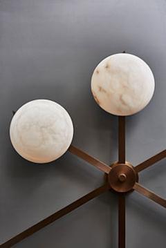  Glustin Luminaires Six Asymmetrical Arms Wall Sconce and Ceiling Lamp in Brass and Alabaster - 4721909