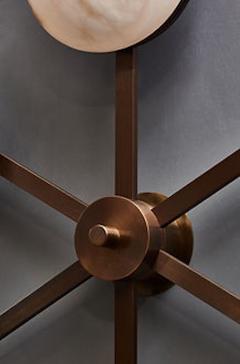  Glustin Luminaires Six Asymmetrical Arms Wall Sconce and Ceiling Lamp in Brass and Alabaster - 4721915