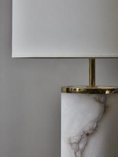  Glustin Luminaires Tall Enlightened Alabaster Cylinder and Brass Table Lamps by Glustin Luminaires - 2371914