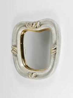  Gmundner Keramik MidCentury Craquel Gold Leaves Terracotta Wall Mirror by Gmundner Keramik 1950 - 4068302