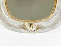  Gmundner Keramik MidCentury Craquel Gold Leaves Terracotta Wall Mirror by Gmundner Keramik 1950 - 4068370