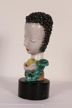  Goldscheider of Vienna Beautiful Ceramic Ladys Head by Goldscheider Austrian circa 1930 - 923086