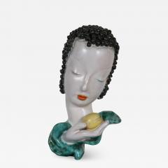  Goldscheider of Vienna Beautiful Ceramic Ladys Head by Goldscheider Austrian circa 1930 - 923846