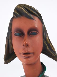  Goldscheider of Vienna Large Mid Century Female Bust Head Young Woman Terracotta Austria 1950s - 4824839