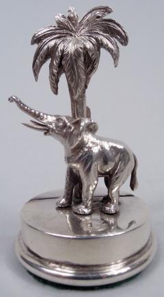  Goldsmiths and Silversmiths Company LTD Antique English Raj Era Elephant Palm Tree Place Card Holders 1913 - 4424538