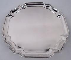  Goldsmiths and Silversmiths Company LTD English Edwardian Georgian Square Cartouche Salver Tray 1917 - 4542756