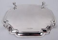  Goldsmiths and Silversmiths Company LTD English Edwardian Georgian Square Cartouche Salver Tray 1917 - 4542759