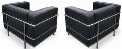  Gordon International Pair of Gordon International Black Leather Chromed Steel Club or Lounge Chairs - 3495243
