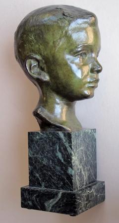  Gorham Manufacturing Co An American 1940s bronze bust of a young boy signed J G Kendall - 975634