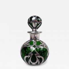  Gorham Manufacturing Co Antique Gorham Art Nouveau Green Silver Overlay Perfume - 3828796