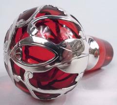  Gorham Manufacturing Co Antique Gorham Art Nouveau Red Silver Overlay Perfume - 3771999