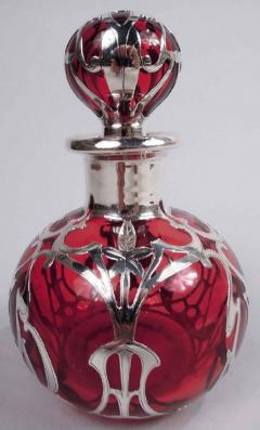  Gorham Manufacturing Co Antique Gorham Art Nouveau Red Silver Overlay Perfume - 3772005