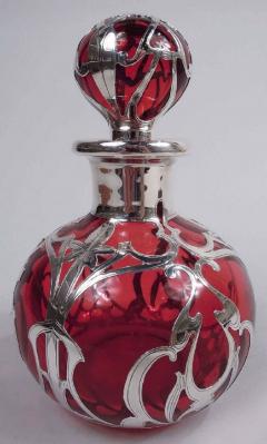  Gorham Manufacturing Co Antique Gorham Art Nouveau Red Silver Overlay Perfume - 3772012