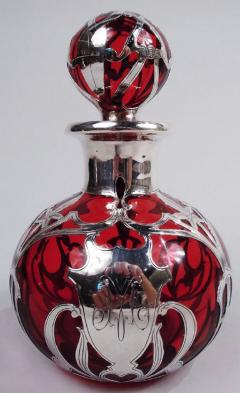  Gorham Manufacturing Co Antique Gorham Art Nouveau Red Silver Overlay Perfume - 3775580