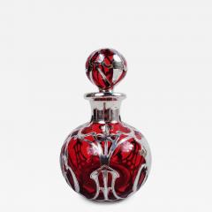  Gorham Manufacturing Co Antique Gorham Art Nouveau Red Silver Overlay Perfume - 3828795