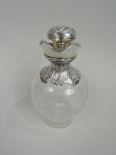  Gorham Manufacturing Co Antique Gorham Art Nouveau Sterling Silver Crystal Whiskey Decanter - 3754002