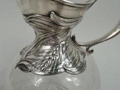  Gorham Manufacturing Co Antique Gorham Art Nouveau Sterling Silver Crystal Whiskey Decanter - 3754030