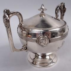 Gorham Manufacturing Co Antique Gorham Medallion Coin Silver 5 Piece Coffee Tea Set - 4337661