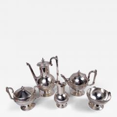  Gorham Manufacturing Co Antique Gorham Medallion Coin Silver 5 Piece Coffee Tea Set - 4337874
