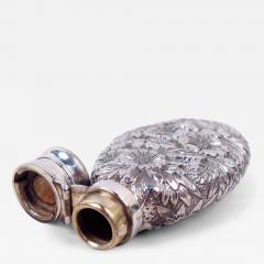  Gorham Manufacturing Co Antique Gorham Victorian Repousse Sterling Silver Flask 1890 - 4534115